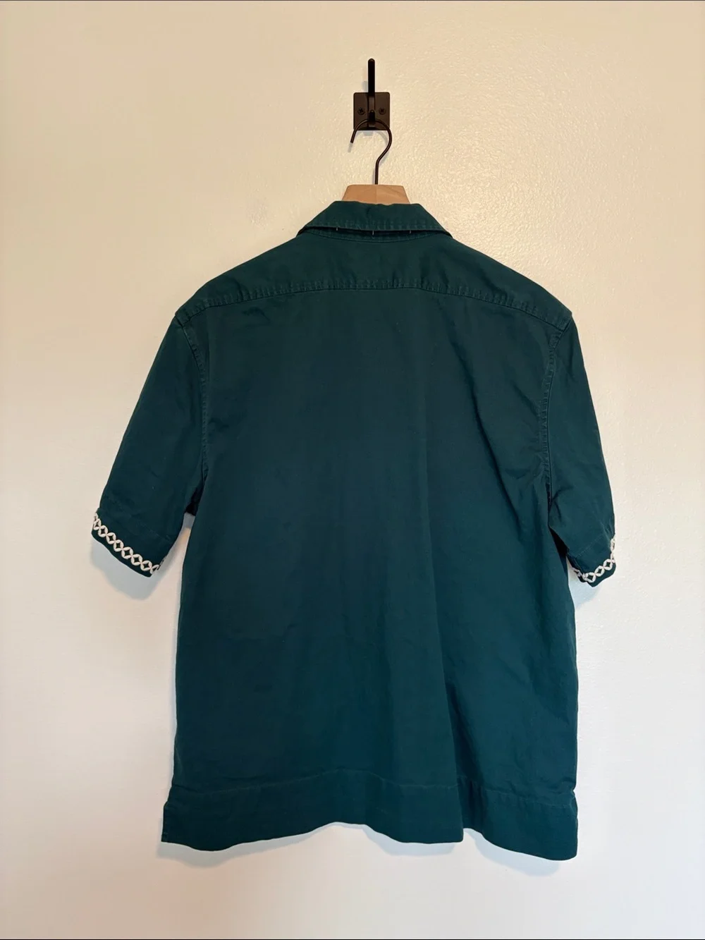 Men's Banana Republic Tall Resort Embroidered Relaxed Fit Shirt Green Large